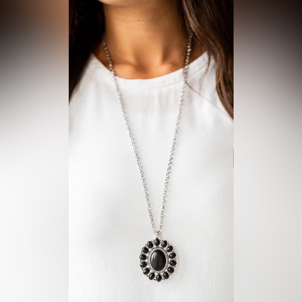 Rancho Roamer Black Necklace Paparazzi Accessories Long Vintage